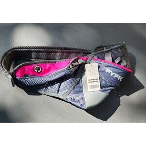 PYFK Gray and Pink Running Jogging Belt Waist Pack Water Bottle Holder